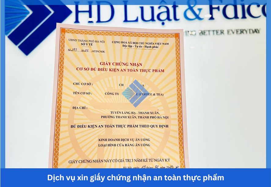 Dịch vụ xin giấy chứng nhận an toàn thực phẩm